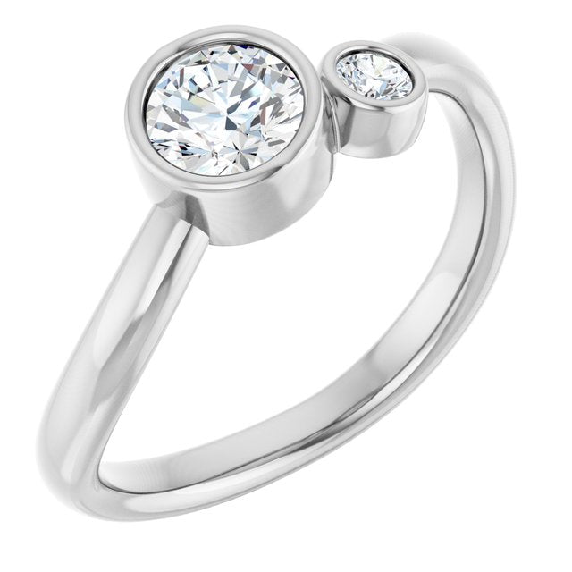 Round White Sapphire Two Stone Ring in Platinum