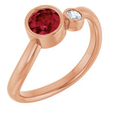 Round Lab-Grown Ruby & Diamond Two Stone Ring in Rose Gold