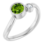 Round Peridot Two Stone Ring in Platinum