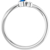 Round Blue Sapphire Two Stone Ring with Diamond Accents in Platinum