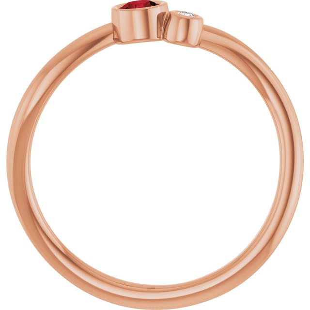 Round Mozambique Garnet & Diamond Two Stone Ring in Rose Gold