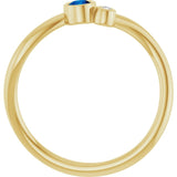 Round Blue Sapphire & Diamond Two Stone Ring in Yellow Gold
