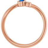Round Blue Sapphire & Diamond Two Stone Ring in Rose Gold