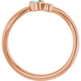 Round Blue Zircon Two Stone Ring with Diamond Accents in Rose Gold