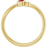 Round Mozambique Garnet & Diamond Two Stone Ring in Yellow Gold