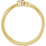 Round Pink Tourmaline & Diamond Two Stone Ring in Yellow Gold