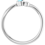 Round Aquamarine Two Stone Ring with Diamond Accents in White Gold