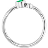 Round Emerald Two Stone Ring in Platinum