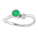 Round Lab-Grown Emerald Two Stone Ring in Platinum