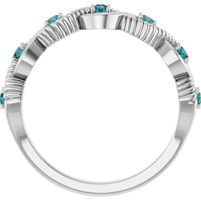 Round Lab-Grown Alexandrite Stackable Ring in White Gold