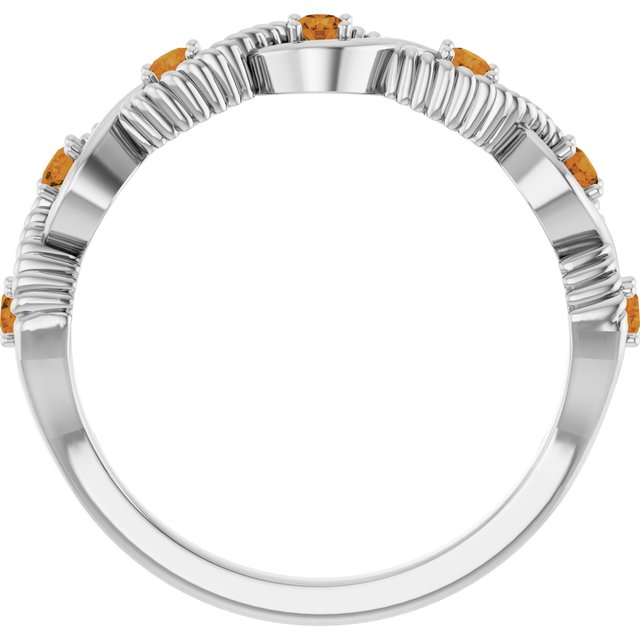 Round Citrine Stackable Ring in Platinum