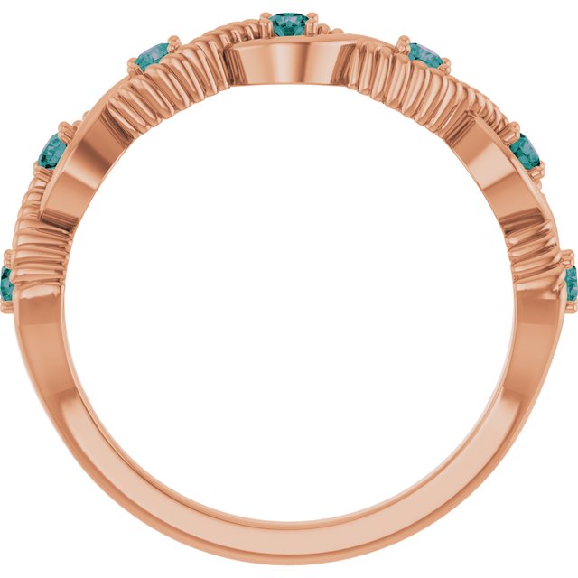 Round Alexandrite Stackable Ring in Rose Gold