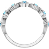 Round Aquamarine Stackable Ring in Platinum