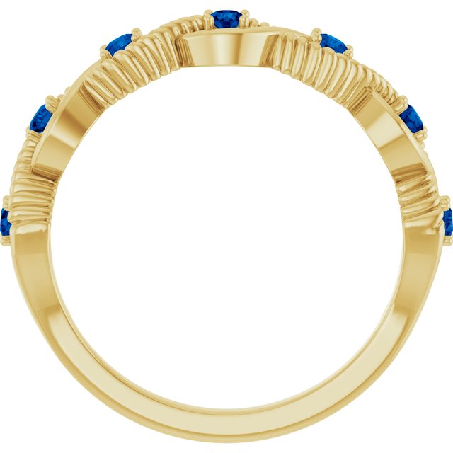 Round Lab-Grown Blue Sapphire Stackable Ring in Yellow Gold