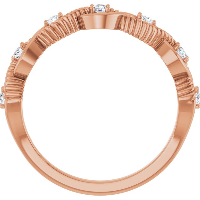 Round White Sapphire Stackable Ring in Rose Gold