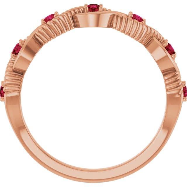 Round Lab-Grown Ruby Stackable Ring in Rose Gold