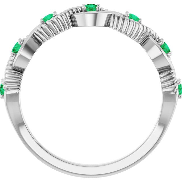 Round Emerald Stackable Ring in Platinum