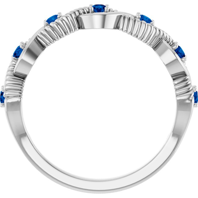 Round Lab-Grown Blue Sapphire Stackable Ring in Platinum