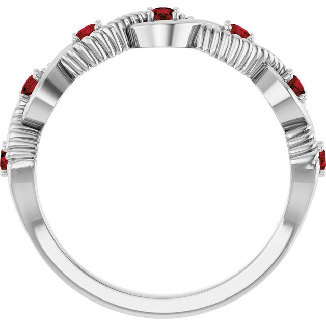 Round Mozambique Garnet Stackable Ring in Platinum