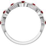 Round Mozambique Garnet Stackable Ring in Platinum