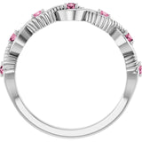 Round Pink Tourmaline Stackable Ring in Platinum