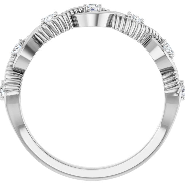 Round White Sapphire Stackable Ring in White Gold