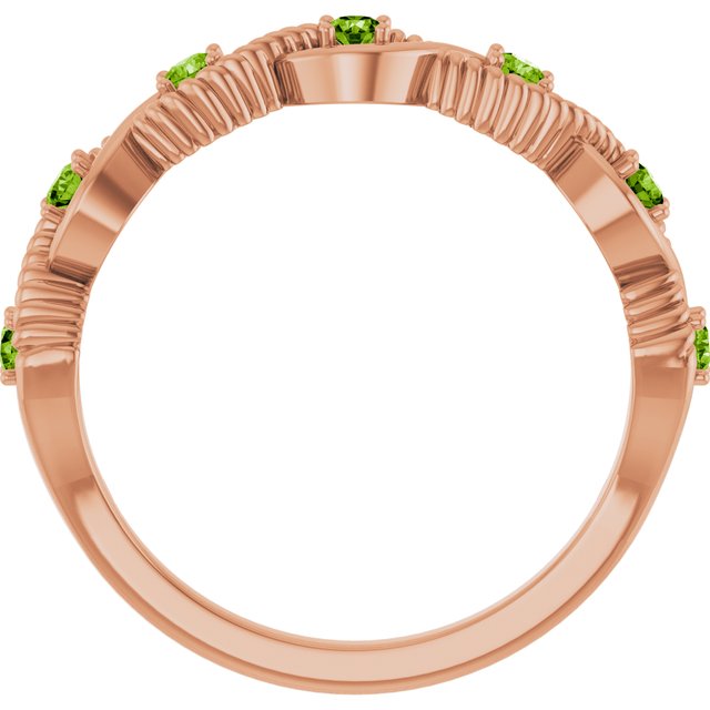 Round Peridot Stackable Ring in Rose Gold