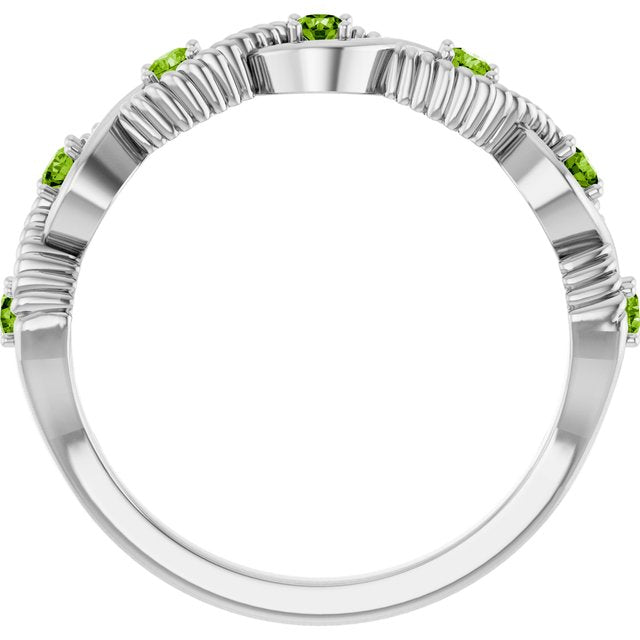 Round Peridot Stackable Ring in White Gold