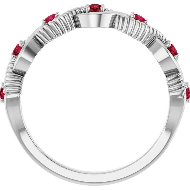 Round Lab-Grown Ruby Stackable Ring in White Gold