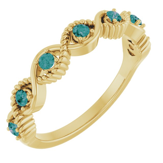 Round Alexandrite Stackable Ring in Yellow Gold