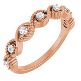 Round White Sapphire Stackable Ring in Rose Gold