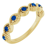 Round Lab-Grown Blue Sapphire Stackable Ring in Yellow Gold
