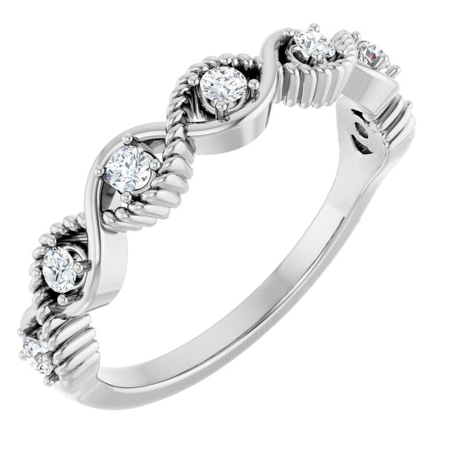 Round White Sapphire Stackable Ring in Platinum