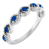 Round Blue Sapphire Stackable Ring in Platinum