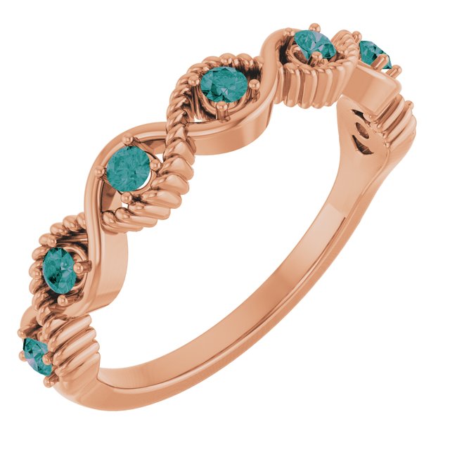 Round Alexandrite Stackable Ring in Rose Gold