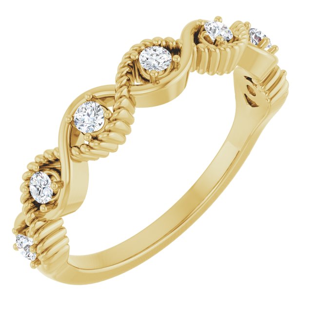 Round White Sapphire Stackable Ring in Yellow Gold