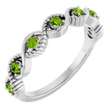 Round Peridot Stackable Ring in White Gold