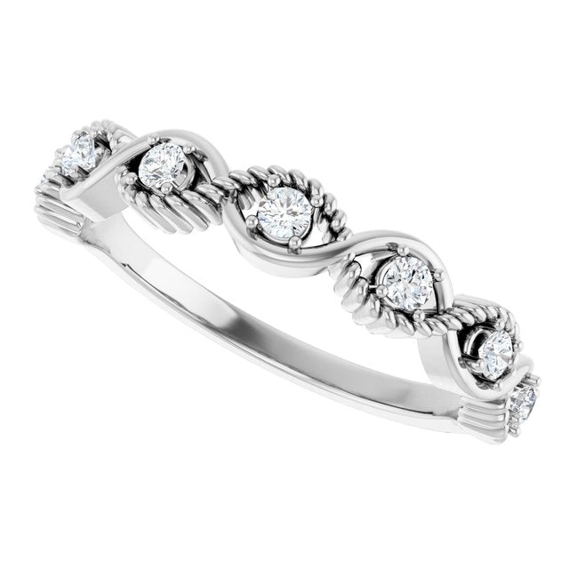 Round White Sapphire Stackable Ring in Platinum