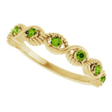 Round Peridot Stackable Ring in Yellow Gold