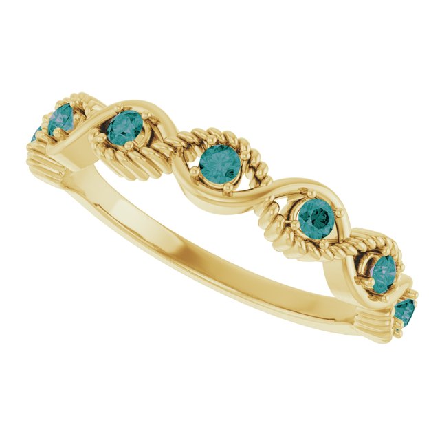 Round Lab-Grown Alexandrite Stackable Ring in Yellow Gold