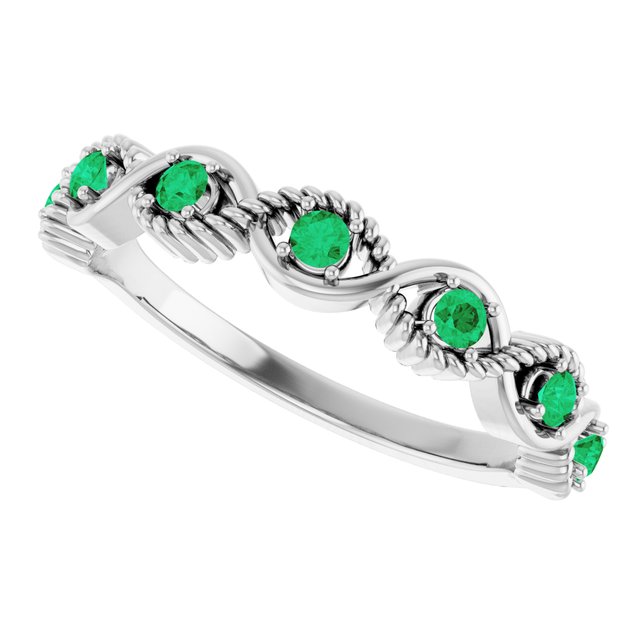 Round Lab-Grown Emerald Stackable Ring in Platinum