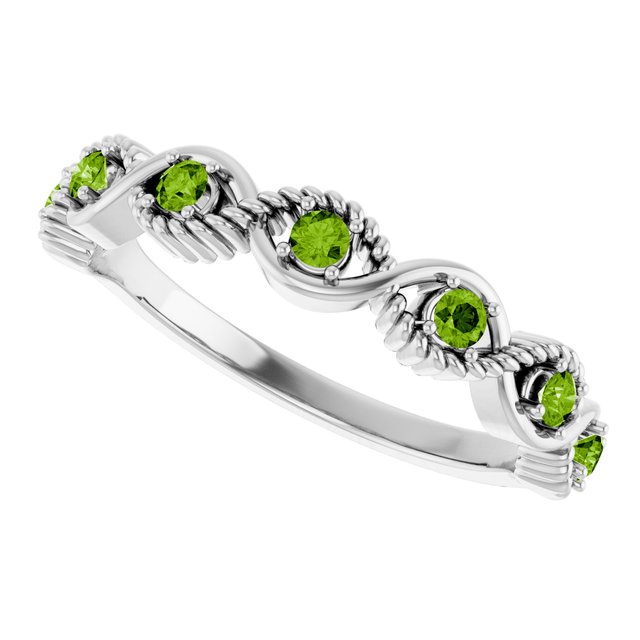 Round Peridot Stackable Ring in White Gold