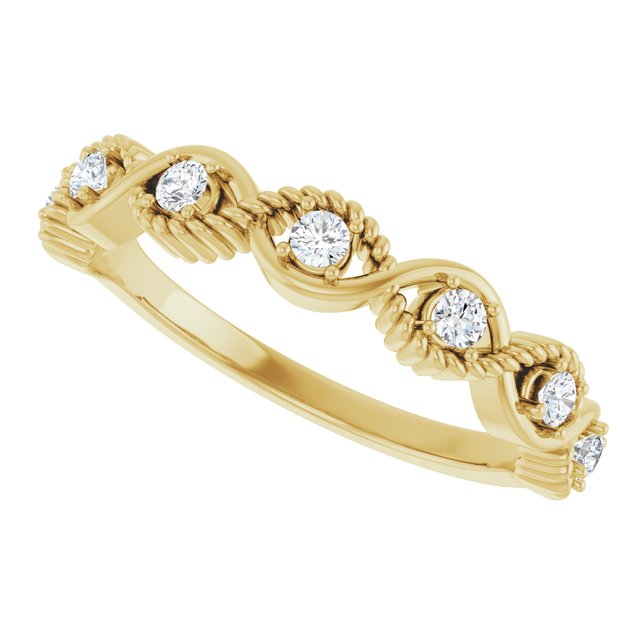Round White Sapphire Stackable Ring in Yellow Gold