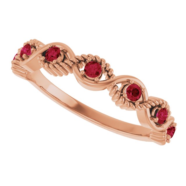 Round Lab-Grown Ruby Stackable Ring in Rose Gold