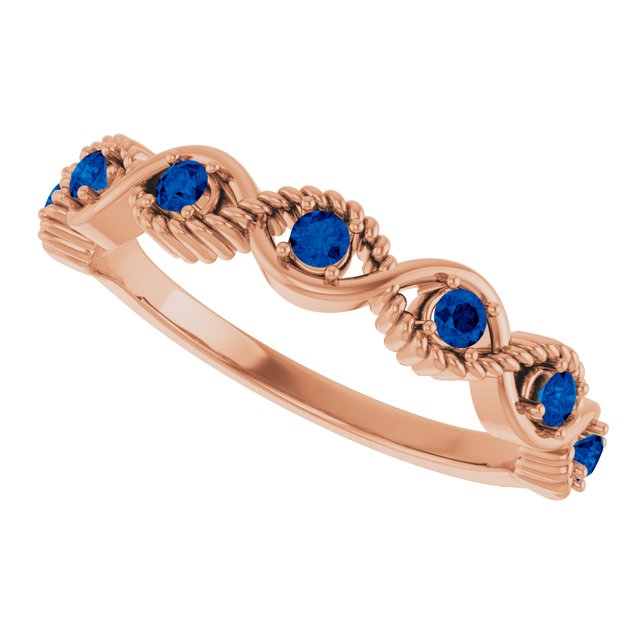 Round Lab-Grown Blue Sapphire Stackable Ring in Rose Gold