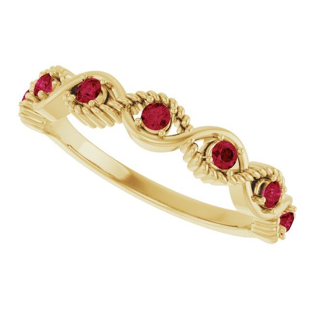Round Lab-Grown Ruby Stackable Ring in Yellow Gold
