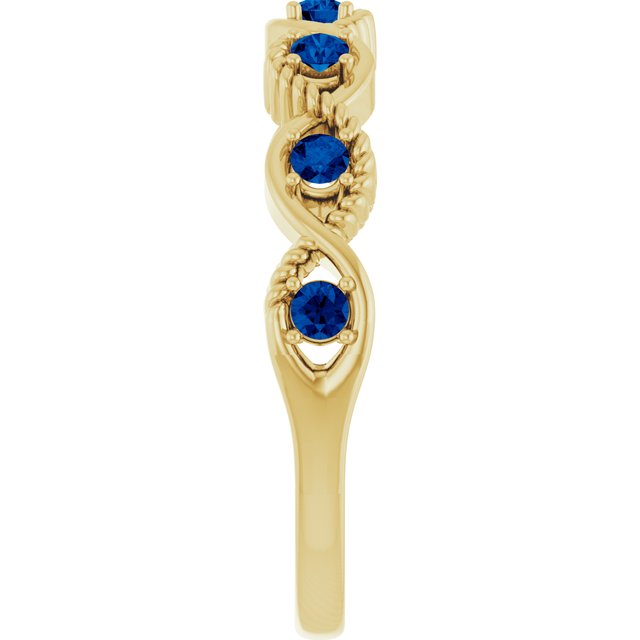 Round Lab-Grown Blue Sapphire Stackable Ring in Yellow Gold