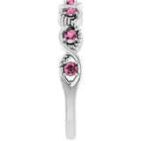Round Pink Tourmaline Stackable Ring in Platinum