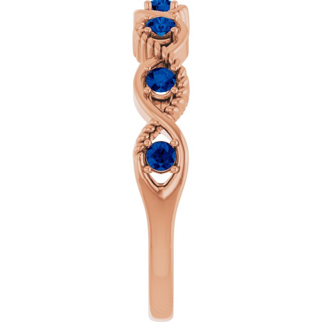 Round Lab-Grown Blue Sapphire Stackable Ring in Rose Gold