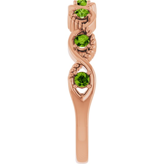 Round Peridot Stackable Ring in Rose Gold